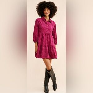 Anthropologie Maeve The Bettina Tiered Shirt Dress: Mini Corduroy Edition